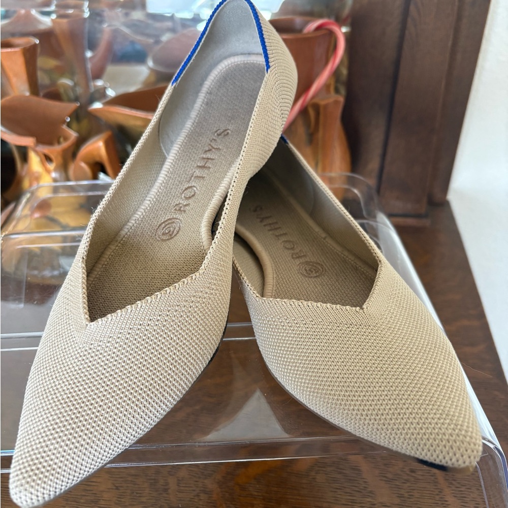 Rothy‘s pointed toe flats The Point in beige size 8 1/2